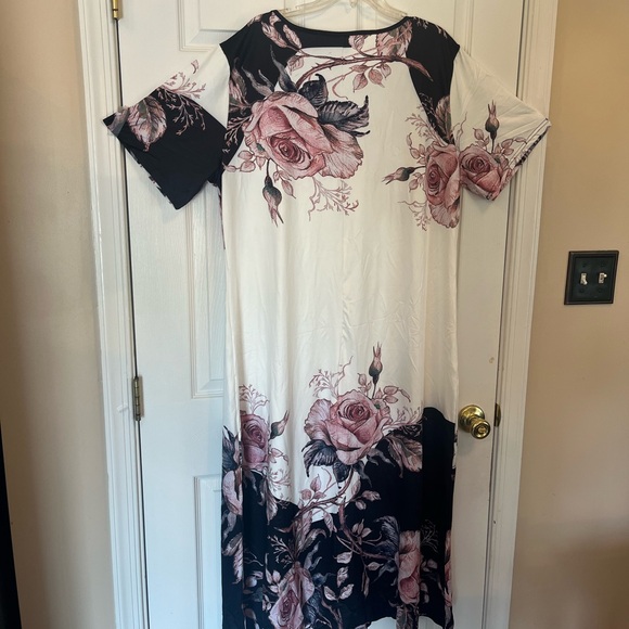 Women's Plus Size Elegant Floral Print Color Block Long Vacation Maxi Dress 18W - Picture 5 of 7